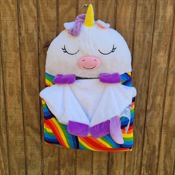 Happy Nappers Sleeping Bag Pillow Arianna Rainbow Unicorn - Picture 1 of 9